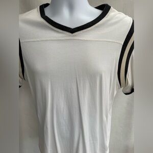 Converse John Varvatos Cream Short Sleeve V-Neck Top with Black Trim